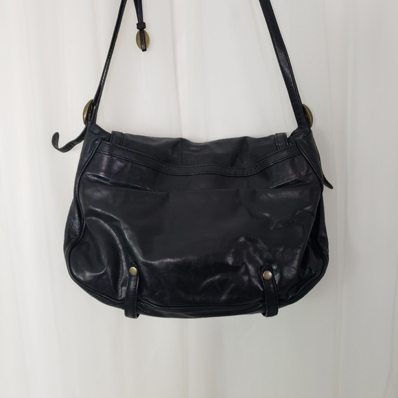 Olivia Harris black leather satchel bag multiple compartment - Picture 4 of 13